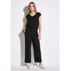 Overall STREET ONE, Damen, Gr. 36, EURO-Größen, schwarz, Stoff, 95% Viskose, 5% Elasthan, unifarben, casual, normal knöchelfrei, V-Ausschnitt, Kurzarm Bündchen, Overalls, mit seitlichen Einschubtaschen