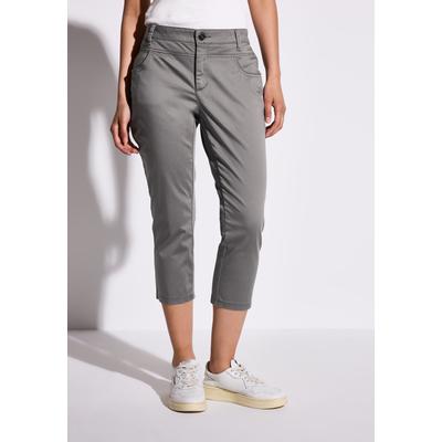 3/4-Hose STREET ONE, Damen, Gr. 32, Länge 22, overcast grau, Web, 97% Baumwolle, 3% Elasthan, unifarben, casual, comfort fit 3/4-Länge, Hosen, Middle Waist, Topseller Image