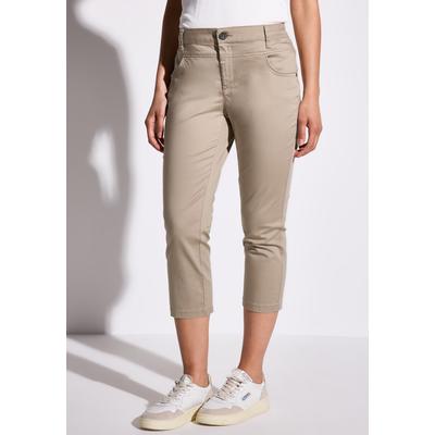 3/4-Hose STREET ONE, Damen, Gr. 42, Länge 22, beige (safari beige), Web, 97% Baumwolle, 3% Elasthan, unifarben, casual, comfort fit 3/4-Länge, Hosen, Middle Waist, Topseller Image
