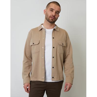 Stone Pique Popper Fastening Shacket