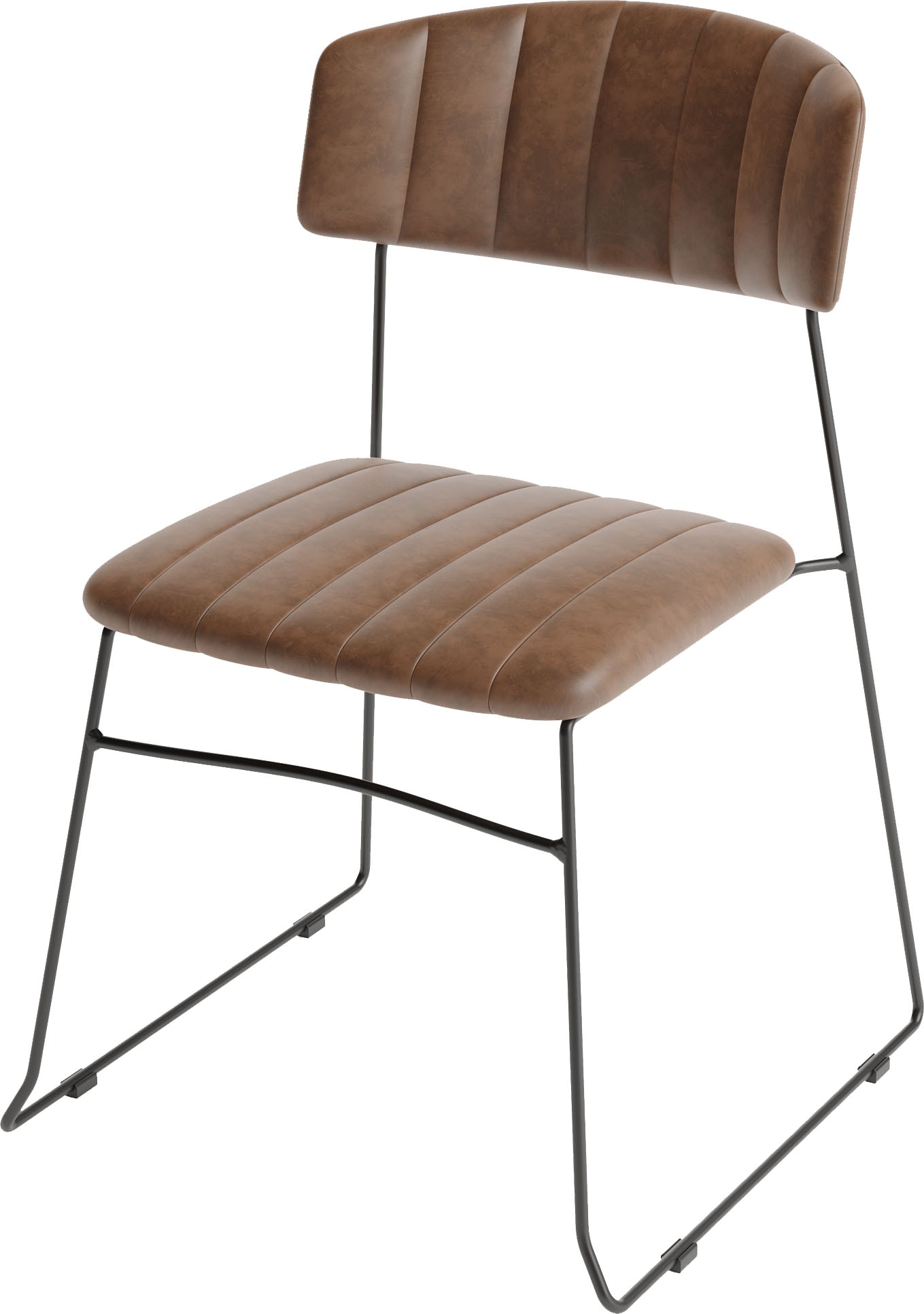 Stapelstuhl ESSENTIALS "Mundo", braun (cognac), B:54cm H:79cm T:55cm, Obermaterial: 60% Polyurethan, 40% Polyester, Stühle, in verschiedenen Farben erhältlich