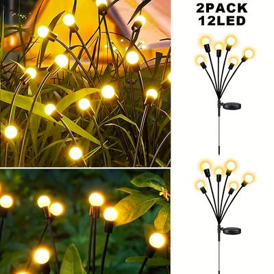 TEMU 2pack 12/16/20 Led Courtyard Solar Firefly Lights, Outdoor Solar Courtyard Lights, Outdoor Courtyard, Garden, Lawn, Christmas, Party Swing Decorative Lights With Solar Firefly Lights