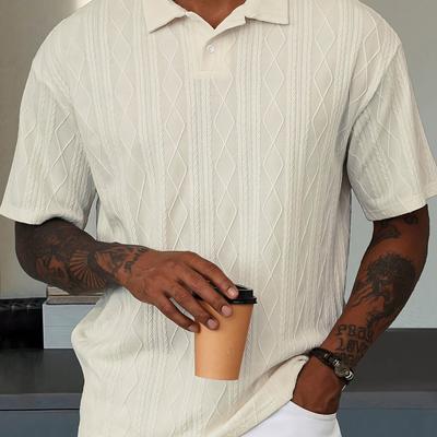TEMU New Summer Solid Color Textured Fabric Short-sleeve Casual Shirt Image