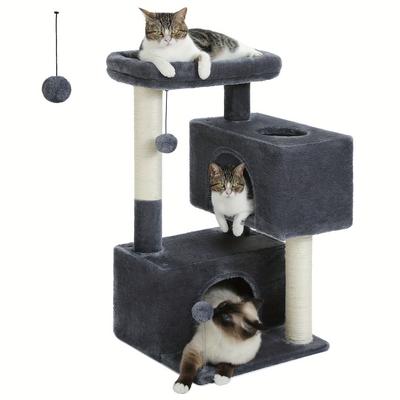 TEMU Tree, Suitable For Indoor Cats, Cat Tower, Suitable For Adult Cats, With 2 Large Apartments, Cat Scratching Post And Large Cat Perch Image