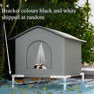 TEMU Outdoor Cat House With Stand - Waterproof & Cold-resistant Oxford Fabric, Includes Warm Mat, Spacious Enclosed Tent For Cats Image