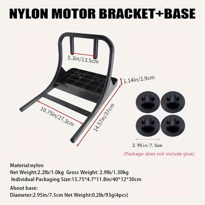 TEMU Koetsu Inflatable Boat Motor Bracket Set For Outboard Motors, Nylon With Screws And Base, Compatible With Most Inflatable Motors, Marine Engine Mounting|sturdy Construction|nylon Support Bracket Image