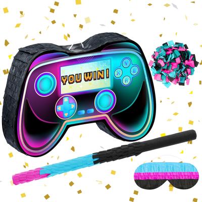 TEMU 1pc Video Game Pinata With Stick, Mask & 50g Confetti, Mixed Colors, Game Parties, Birthday Celebrations & Carnival Decorations, Ideal 14+ Image