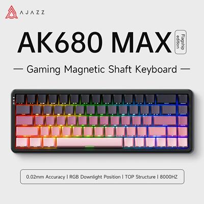 TEMU Ajazz Ak680max Wired Hrt Magnetic Switch Mechanical Keyboard 68-key Full-key Hot-swappable Customized Mechanical Keyboard Mixed Color Lighting Portable Compact Rgb Lighting Di Image