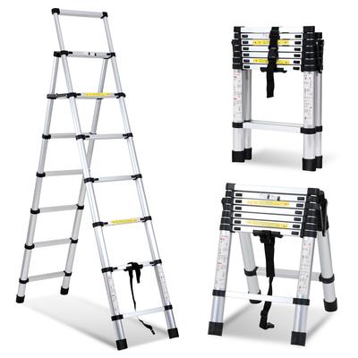 TEMU 1.4m+1.7m/2m+2. Telescopic Ladder Folding Ladder, Non-slip Aluminum Ladder Extendable Ladder, Step Ladder, Aluminum Ladder, Load Capacity 150kg Image