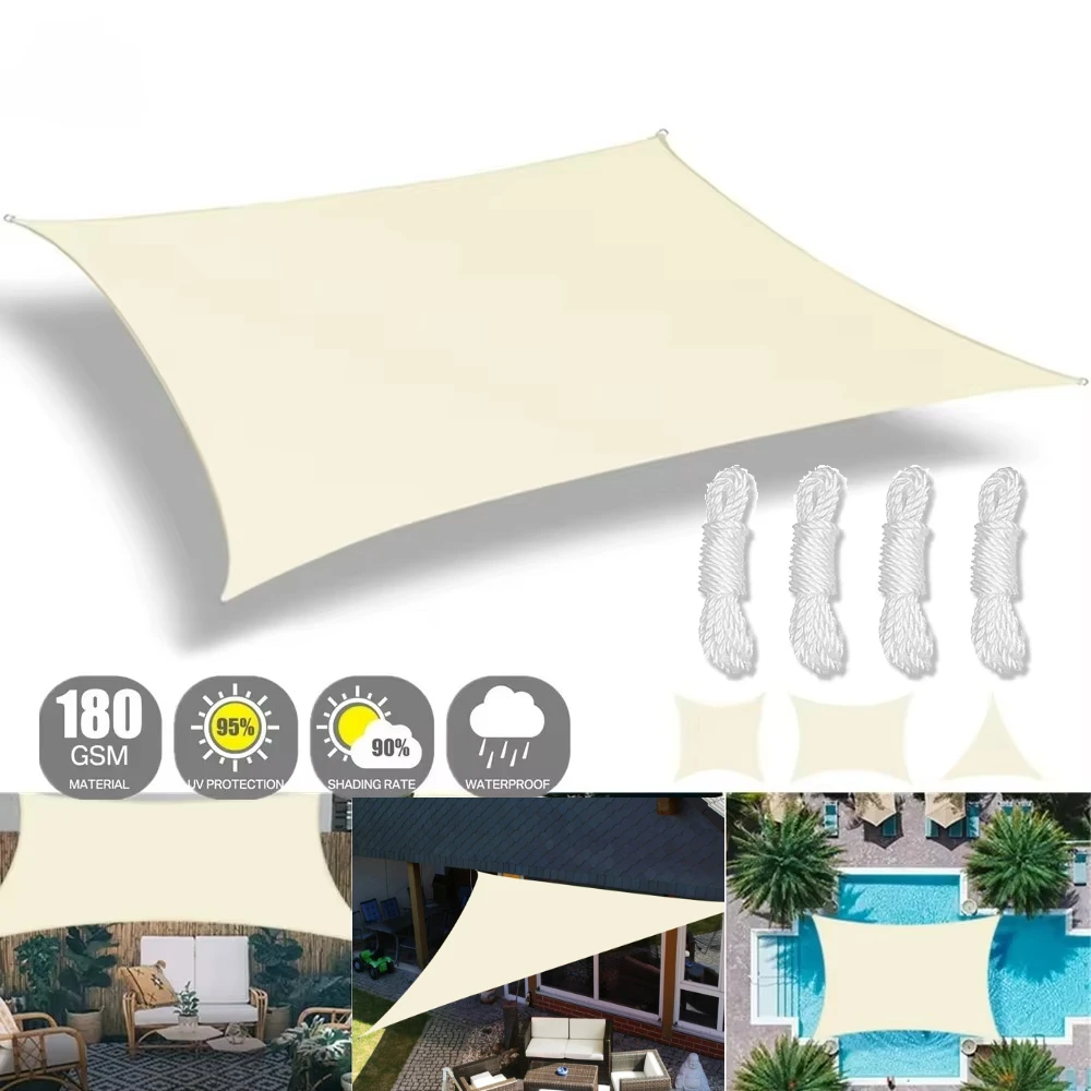 Beige Sonnenschutz-Segel, rechteckig, quadratisch, dreieckig, Baldachin, Markisenstoff, UV-Block, strapazierfähig, kommerzielle Graden-Terrassenplane für den Außenbereich Image