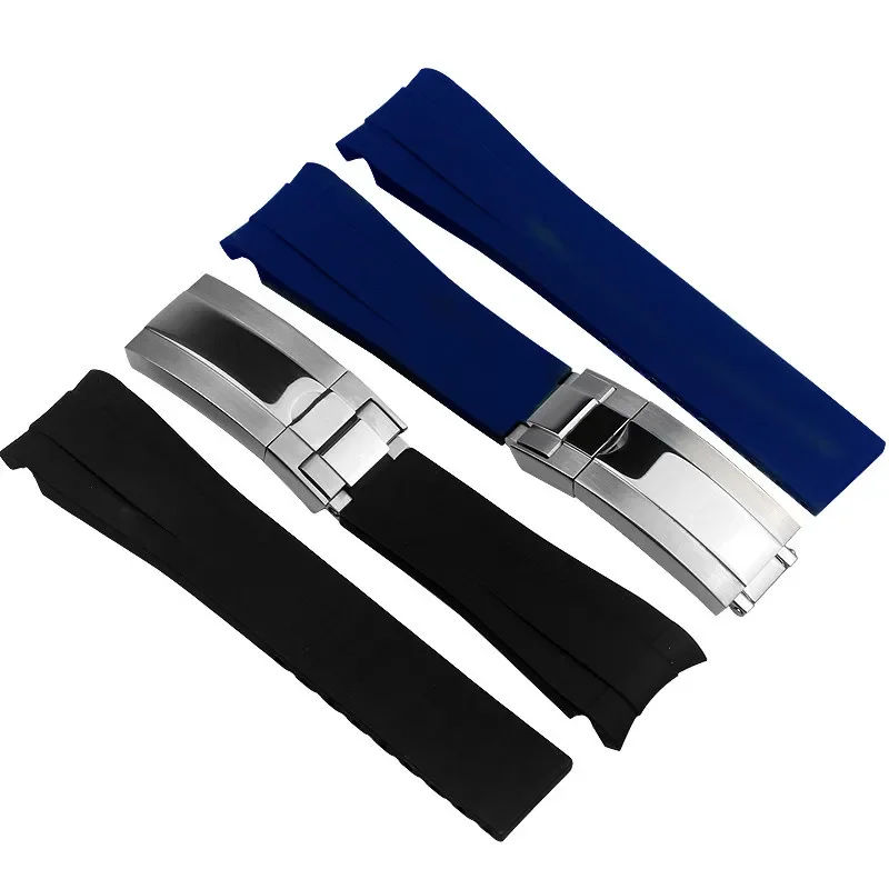 Fluorkautschuk-Armband, 21 mm, 22 mm, passend für Rolex Submariner DAYTONA GMT Yacht-Master, blau-schwarz, wasserdichtes Sport-Gummi-Uhrenarmband Image