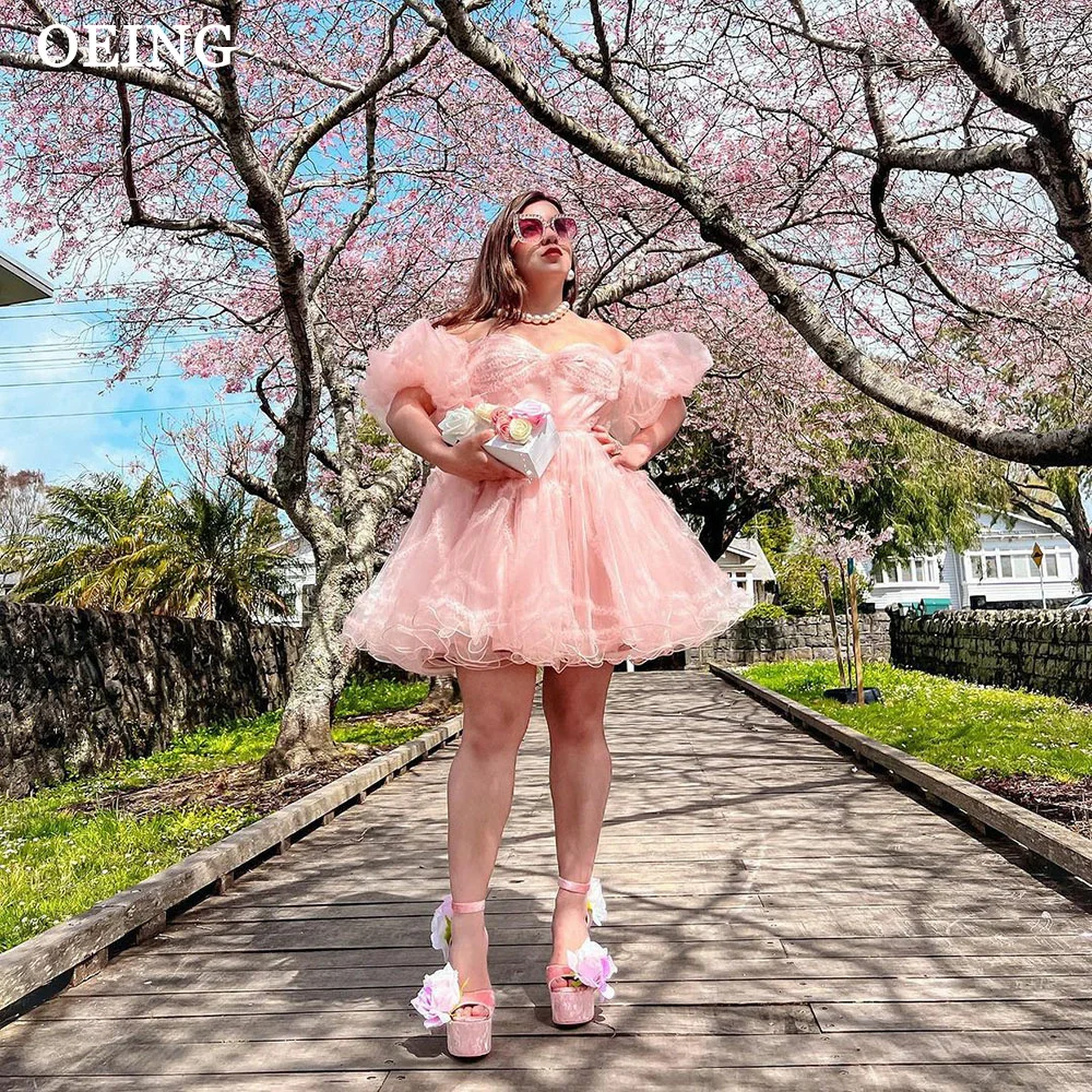 Kanufahren Baby rosa Organza kurze Ballkleider elegante Schatz gestufte Mini-Heimkehr Kleid Prinzessin formelle Party kleider Gala