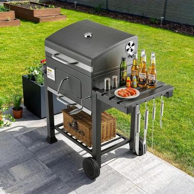 Tlgreen - Holzkohlegrill Grillwagen Standgrill bbq Smoker Gartengrill mit Deckel 124x56x140cm Grau Image