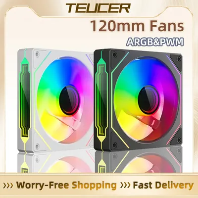 TEUCER LJ-4Pro Computer Case Fan ARGB Mirror Cycle 120mm 4Pin PWM PC Quiet Cooling Fan Low Noise Chassis Fan