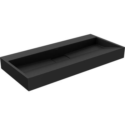 Ava Aufsatzwaschbecken aus konglomerat ohne Öffnung 100 x 46 cm, Schwarz - 23011070 - Mexen Image