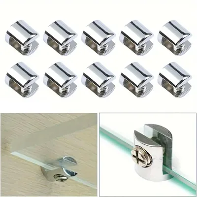 4/6/10pcs Glass Clamp Glass Plated Bracket Zinc Clip Holder Satnds Support Bracket Clamps For 6-8mm Cabinet Shelf Support Plates