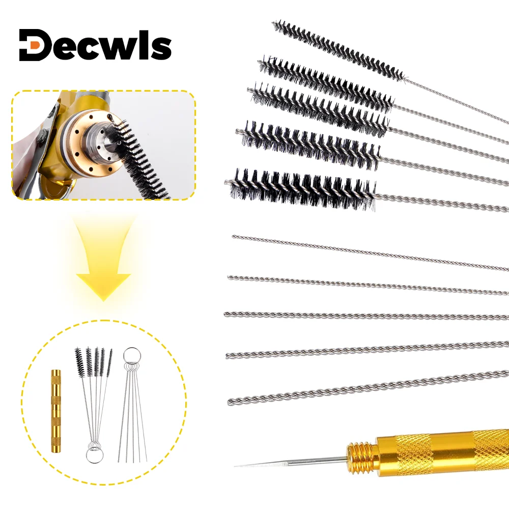 11/22-teiliges Reinigungsset für Farbspritzpistolen, Reinigungsbürste/Reinigungsnadel aus Edelstahl, Reinigungsbürstenset aus Nylon für den Haushalt, Mehrzweck-Reinigungswerkzeug, Image