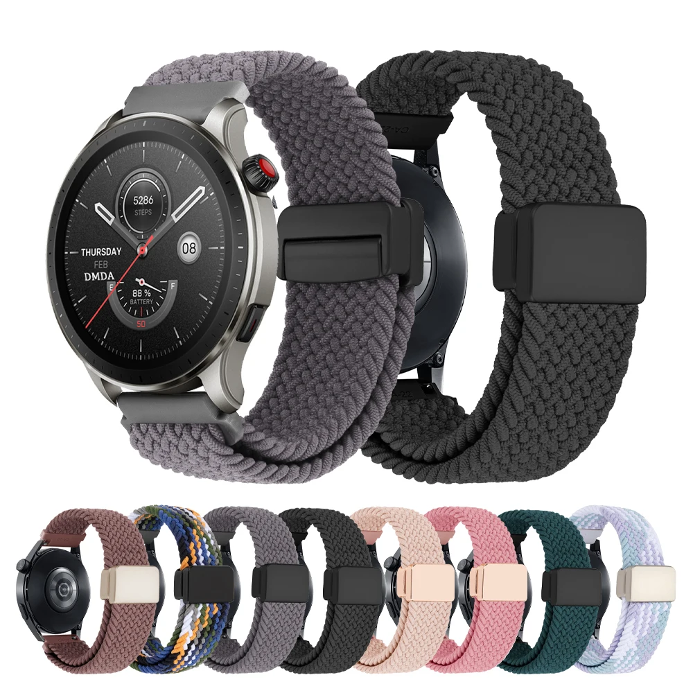 20 mm 22 mm elastisches geflochtenes Nylonarmband für Amazfit GTR 4 3 Pro Band Ersatzarmband für Amazfit GTS 4 2 Mini/Bip 5 4 Correa Image