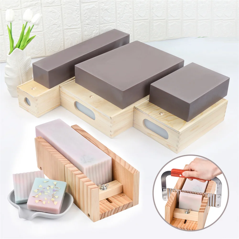 2,5/5L Quadrat Rechteck Seife Machen Form Holz Box Silikon Liner DIY 8KG Seife Form Mit Holz box 8000ml Holz Seife Form