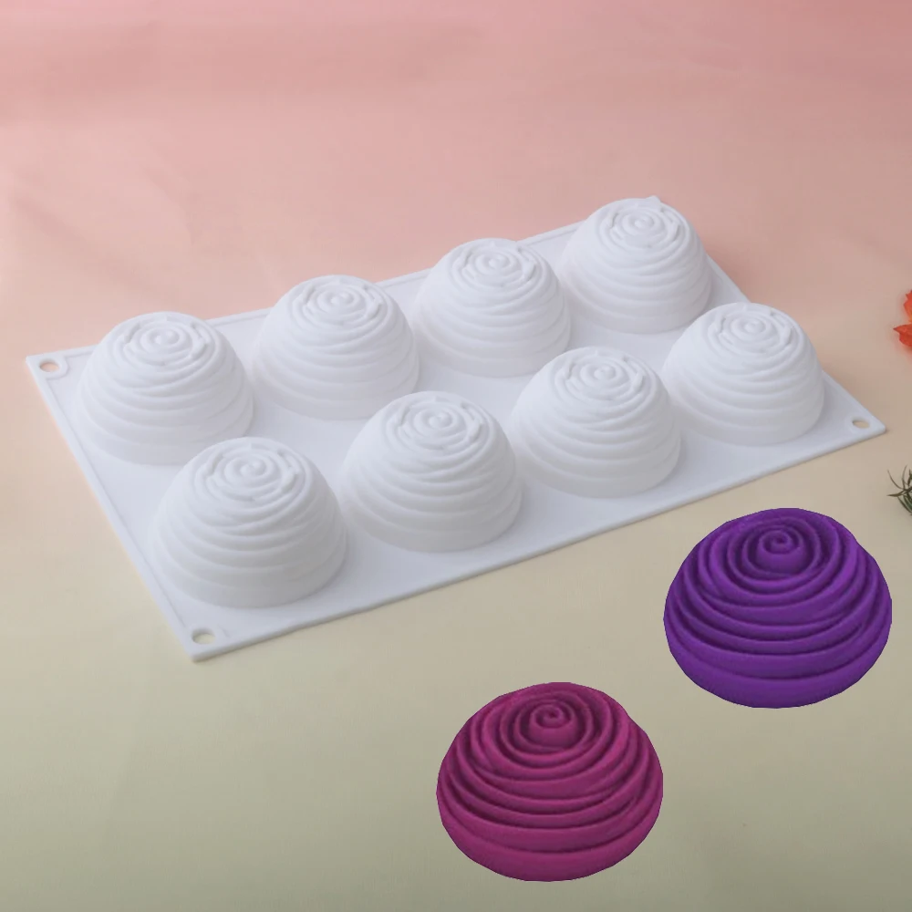 6 oder 8 Zellen Rosebud Design Mousse Formen Valentinstag Rosen Kuchen Silikonform Dessert Dekorieren Werkzeuge Küche Backformen Image