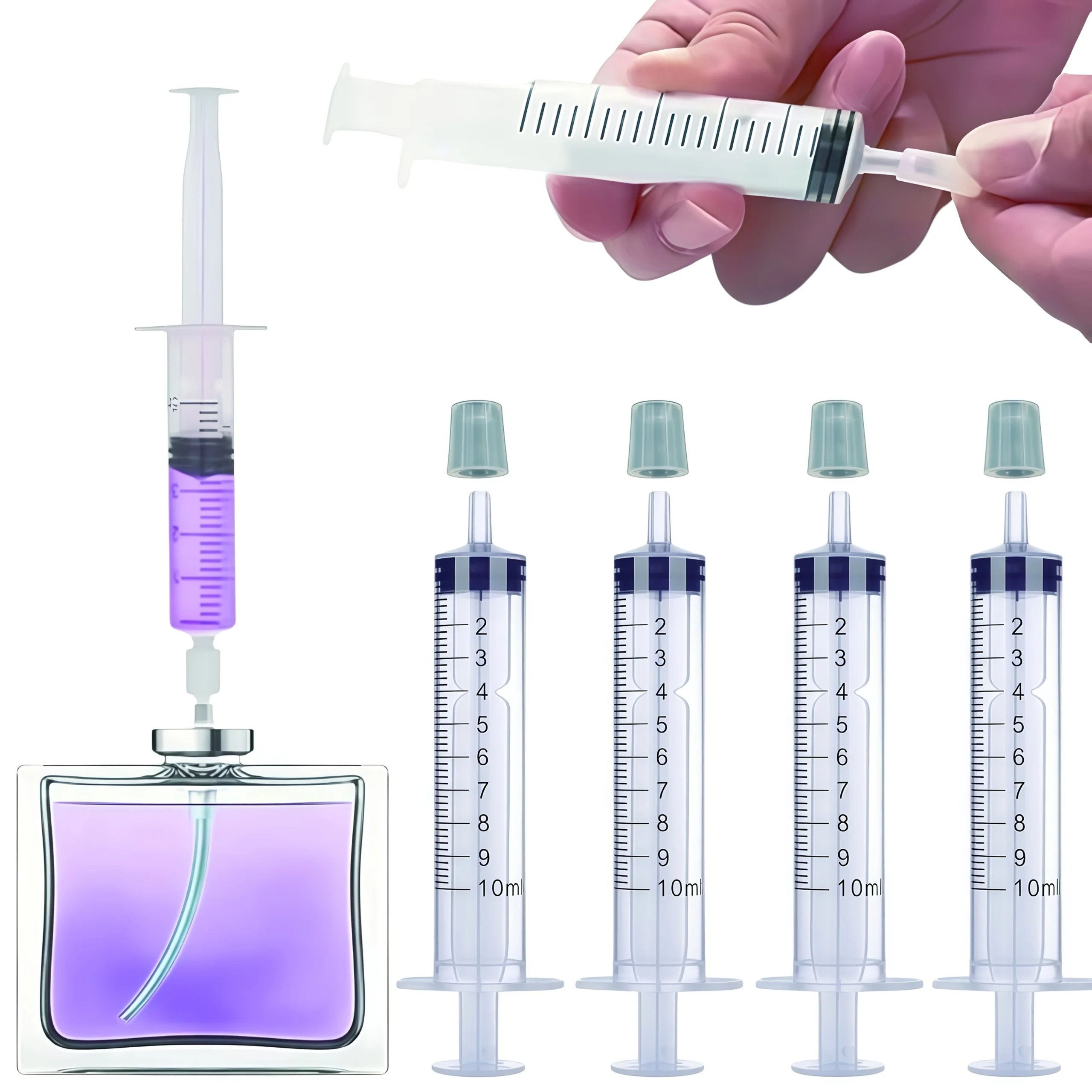 Parfüm-Dekanierwerkzeug mit geradem Nadelfass; ein magisches Gerät zur Dekantierung von Parfümen; eine Spritze zum Trennen und Injektieren Image