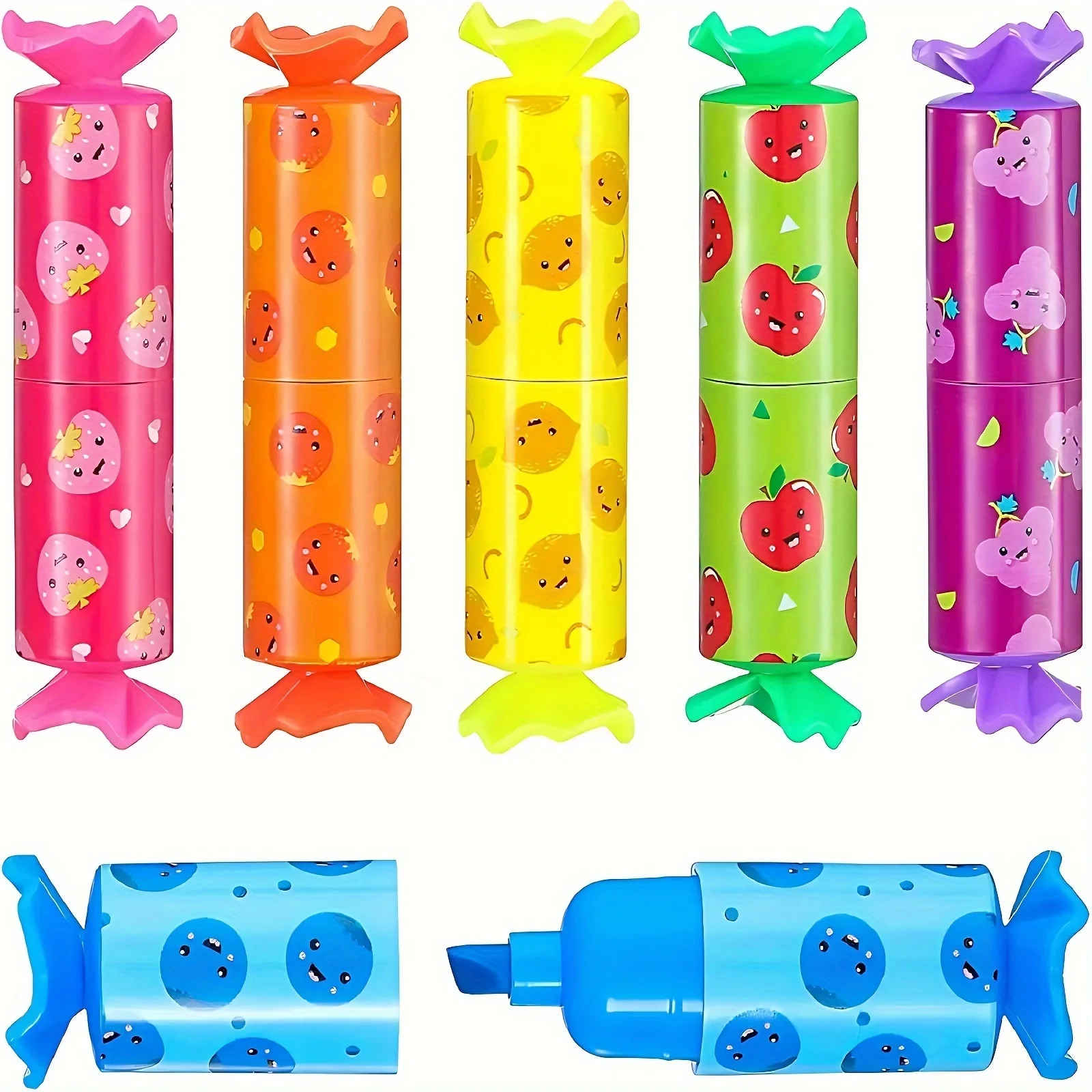 6 Stück bunter Mini-Textmarker, Süßigkeiten-Pastell-Textmarker, niedlicher Markierungsstift mit Keilspitze, Party-Geburtstag, Zeichnung, Poster, Tagebuch Image