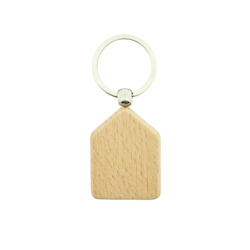 CombiCraft Holz Schlüsselanhänger Haus 45x35 mm - 10 Stück - Ohne Aufdruck Image