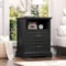 Farmhouse Nightstand with Charging Station, Side Table with 2 Storage Drawers, Rustic Wood Night