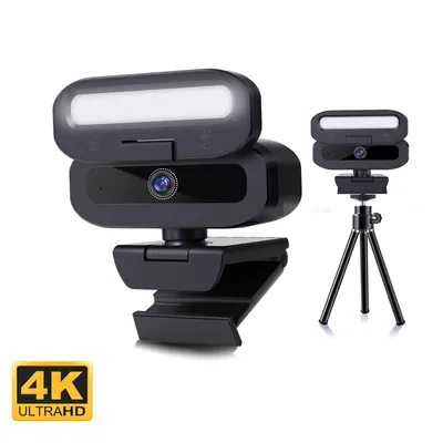EXHQDR B09-4K 4K Webcam with Privacy Shutter & Fill Light, USB Plug&Play, 1.5M Cable & Type-C