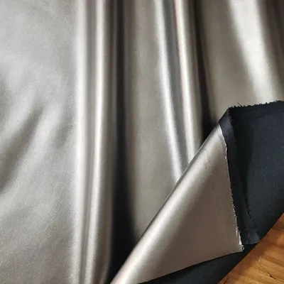 Good Dark Grey Silver Faux Leather Fabric Shining PU Leather Stretch Soft Synthetic Leather Sewing