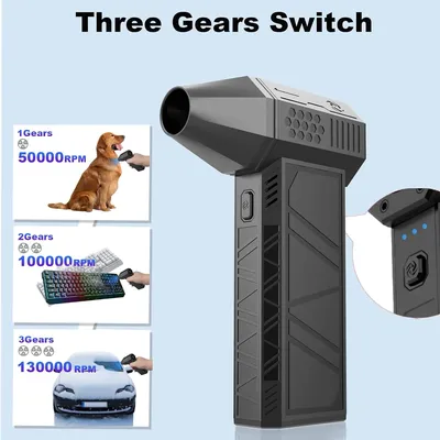 Mini Electric Air Duster Turbo Jet Fan Electric Air Duster with 3 Gear Adjustable For Home Car Computer Cleaning Blower Tool