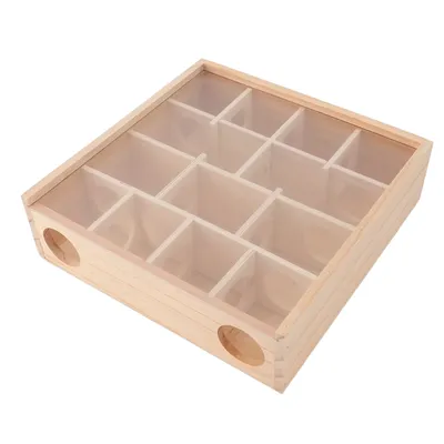 Hamster Tunnel Maze with Cover Wooden Interactive Hamster Hideout Tunnel Exploration Toy for Mice
