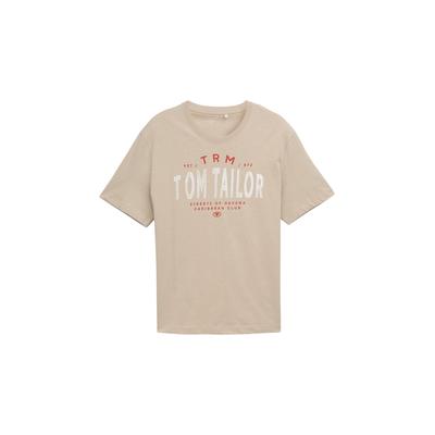 TOM TAILOR Herren Plus Size -T-Shirt mit Logo-Print, braun, Uni, Gr. 4XL Image