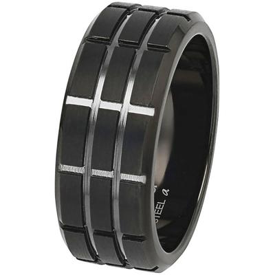 Fingerring S.OLIVER "2038878/-79/-80/-81" Gr. 66, grau (gunfarben), Fingerringe, Herren, 66, Edelstahl, 9mm Image