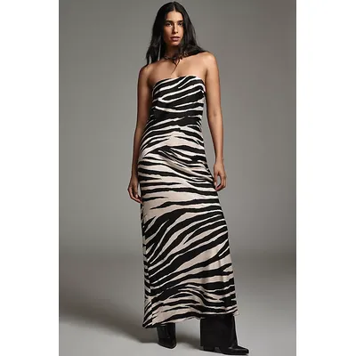 The Fleur Strapless Satin Maxi Slip Dress