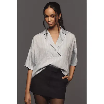 The Dylon Short-Sleeve Wide-Placket Top: Striped Edition