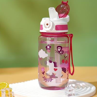 TEMU Cute Cartoon Straw Cup With Lid - Pvc-free, High-quality Pc Material For Sports & Outdoor Leisure - Halloween & Christmas Image