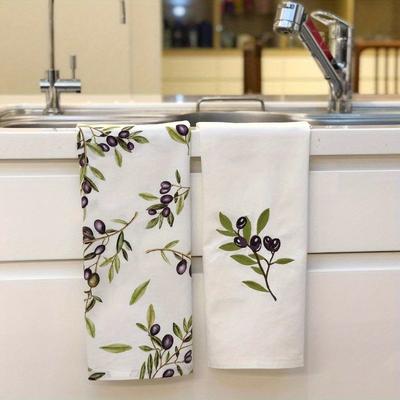 TEMU 2-pack Polyester Kitchen Towels, 18x26 Inches, Contemporary Design, Machine Washable, Reusable, Multi- Holiday Gift Towels For Couples, , Family Image