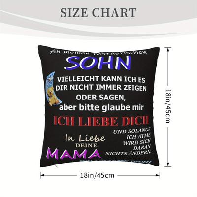 TEMU 1pc 18x18 Inch Vintage Knit Polyester Throw Cover With Zipper, Double-sided Son And Mom Print, Machine Washable, Versatile Decorative Cushion Case For Various Rooms, No Insert Image