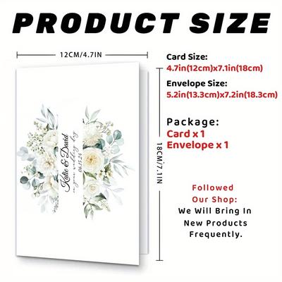 TEMU Custom 1pc Wedding Greeting Card For Engagement, Anniversary, Valentine's Day - Personalized Name & Date, Ideal For Newlyweds, Couples - Stationery & Gift Packaging Supplies Image