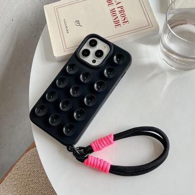 TEMU Six-color Suction Cup Mobile Phone Case + Lanyard Mobile Phone Case Suitable For All-inclusive Anti-fall Protective Cover Creative Simple Niche For Iphone 11/12/13/14/15/16 Pro Max Image