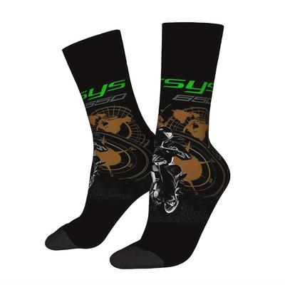 TEMU 1 Pair Funny Crazy Socks For Men 650 Hip Hop Vintage Happy Seamless Pattern Printed Crew Socks Image