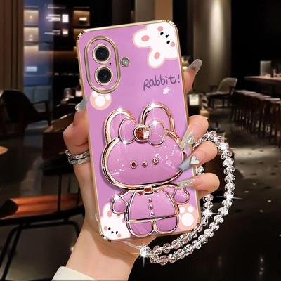 TEMU Diamond Wrist Lanyard Rabbit Phone Holder On For Iphone16plus Stand Image