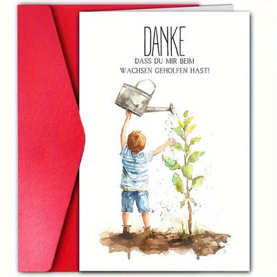 "TEMU 1pc, German Back-to-school Greeting Card With Envelope (4.7x18 Inches), Humorous " Grow" Design, Paper Material, For Daughters, , Nephews, Nieces, Teacher Appreciation, Encouragement Card" Image
