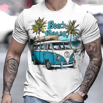 TEMU Men's 3d Short-sleeve T-shirt, Breathable Round-neck Top For All , Non-transparent, Stylish And Versatile, Comfortable And Lightweight. Image
