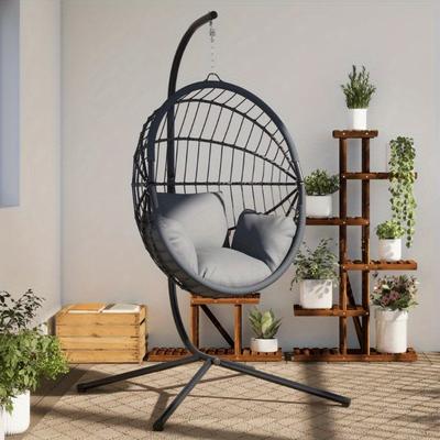 TEMU Black Steel Hanging Chair Frame Image
