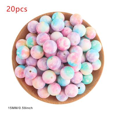 TEMU 10pcs/20pcs/30pcs, Assorted Beads & Beads, 15mm Silicone Beads, Silicone Beads, Suitable For Diy Handmade Bead Pens, Keychain Pendants, Etc Image