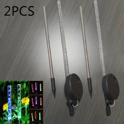 TEMU 2pcs Solar Outdoor Reed Bubble Lights, Rgb Color-changing Led, Automatic Light Control, Landscape Lighting For Lawn, Garden, Courtyard Decor, Patio Lights For Outdoor Garde Image