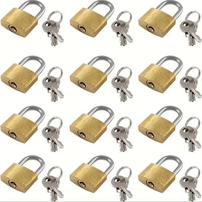 TEMU Mini Padlock 12pcs Set Solid Brass + | Anti-pry Luggage Lock | Suitable For Luggage/backpack/toolbox/jewelry Box/school/gym/locker/ | 1.2 Inch Small Lock (12 In) Image