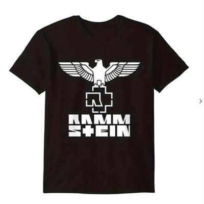TEMU Men's Graphic T-shirt - Eagle & Print, Soft Breathable Cotton, Regular Fit Short Sleeve Tee For Casual Wear & Halloween Costumes - Ideal Dad Gift Image
